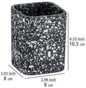 Čierny téglik na zubné kefky Wenko Terrazzo