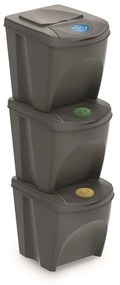 Set košov na triedený odpad II, 3 x 25 l, sivá