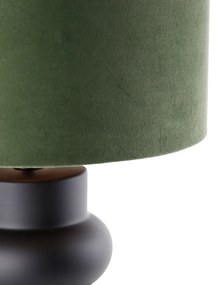 Dizajnová stolná lampa čierna zamatový tienidlo zelená so zlatom 35 cm - Alisia