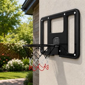 LEAN Toys Závesný basketbalový kôš s tabuľou, počítadlom bodov, svetlami a zvukmi