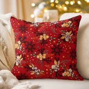 Biante Bavlnená obliečka na vankúš Sandra SA-714 Vianočné cezmíny na červenom 30 x 50 cm