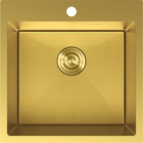 Mexen Solix, 1-komorový nerezový drez 500 x 500 mm, brúsená zlatá, vzor voština, 6407501000-55HC