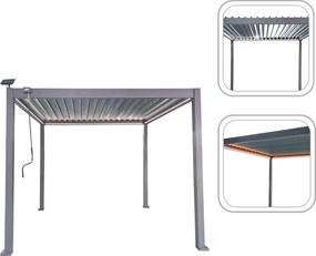 Garden Line Hliníková záhradná pergola, sivá, LED, 3 x 3 x 2,5 m *0555
