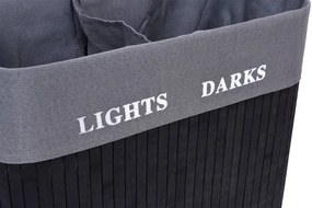 Kôš na bielizeň 2 priehradkový 100 l bambusový čierny