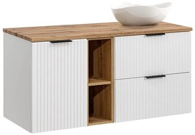 Závesná skrinka Casad Cloud s doskou a umývadlom 120 cm biela/dub wotan