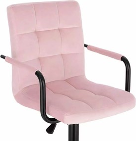 LuxuryForm DESIGN Barová stolička VERONA BLACK VELUR na čiernej hranatej podstave - ružová