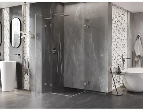 Mexen Lunar, L Duo výklopný sprchový kút 105 x 105 cm, 8mm číre sklo, oceľový profil, 834L-105L-105P-97-00