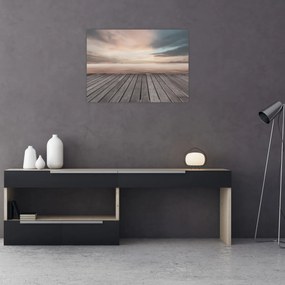 Sklenený obraz - Mólo pri západe slnka (70x50 cm)