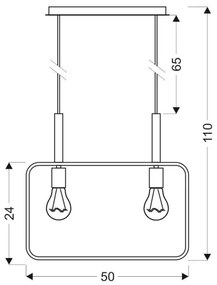 Luster na lanku FRAME 2xE27/60W/230V čierna