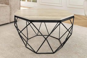 Dizajnový konferenčný stolík Beiwen 70 cm travertín čierny