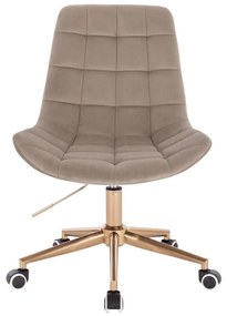 LuxuryForm DESIGN Stolička PARIS VELUR na zlatej podstave s kolieskami - latte
