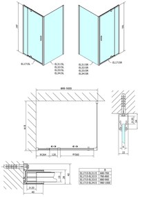 Polysan Polysan, Easy Line obdĺžniková/štvorcová sprchová zástena pivot dvere 900-1000x1000mm L/P, EL1715EL3415