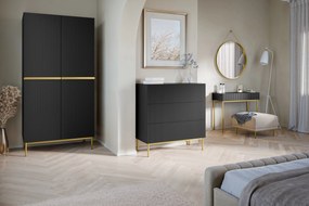 Komoda Nicole 100 cm - čierny mat / zlatá