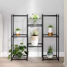 vidaXL Stojan na kvety 83x25x80 cm čierny kovový
