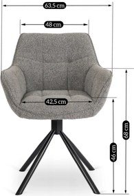 Vintino Otočné kreslo MERCY sivá tkanina buklé