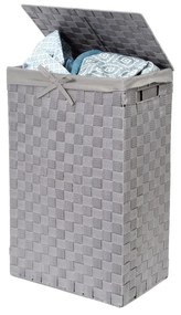 Sivý viskózny kôš na bielizeň s vekom Compactor Laundry Basket Linen, výška 60 cm