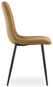 Hnedá zamatová stolička LAVA s čiernymi nohami