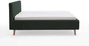 Čalúnená posteľ taupe s úložným priestorom 140 x 200 cm menčester zelená MUZZA