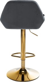 Barová stolička Braga (SET 2 ks) - zamat, zlatá podnož - Tmavo sivá