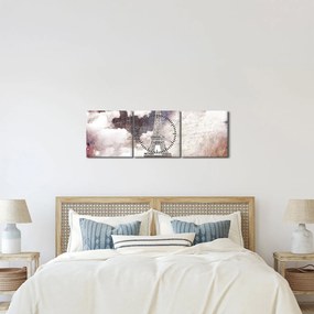 Obraz - Eiffelova veža, Paríž, Francúzsko (s hodinami) (90x30 cm)