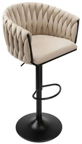 Barová stolička COFTON zamatová, béžová / čierna