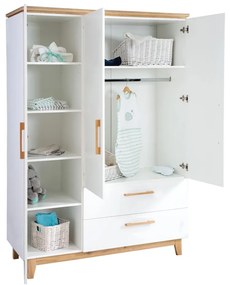 Biela detská šatníková skriňa v dekore duba 135x200 cm Finn – Roba