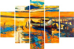 Obraz - Loďka pri západe slnka (150x105 cm)