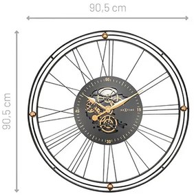 Nástenné hodiny NeXtime Roman Gear Ø90,5 cm zlaté