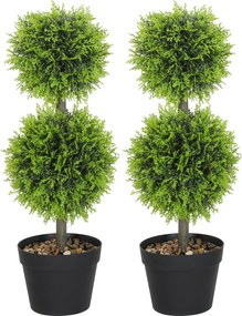 HOMCOM sada 2 dekoratívnych umelých rastlín, 60 cm zimostrázové topiary v kvetináči | Aosom