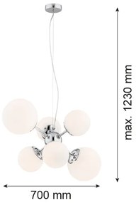 Argon 2531 - Luster na lanku SATELITE 6xE27/15W/230V lesklý chróm