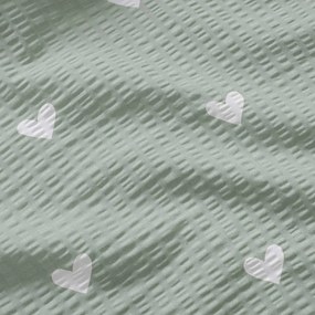 Goldea bavlnený krep - srdiečka na šalviovo zelenom 160 cm