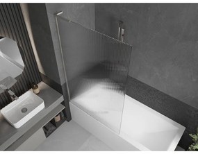 Mexen Next L, 1-krídlová vaňová zástena 100 x 150 cm, 6mm sklo s rebrovým vzorom, 6mm číre sklo, profil brúsená oceľ, 895-100-000-03-09-97