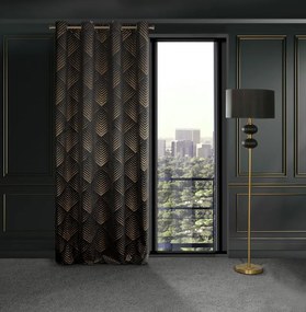 Eurofirany Čierny zatemňovací záves na krúžkoch VICTORIA2 s potlačou 140x250 cm