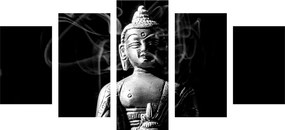 5-dielny obraz socha Budhu v čiernobielom prevedení - 200x100