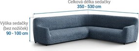 Bielastické poťahy VENEZIA modrá rohová sedačka (š. 350 - 530 cm)