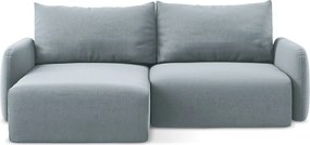 Modrá zamatová rozkladacia/s úložným priestorom rohová pohovka (ľavý roh/s leňoškou) Kalena – Makamii