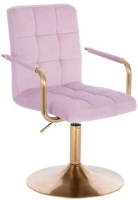 LuxuryForm DESIGN Otočná stolička VERONA GOLD VELUR na zlatom tanieri - levanduľa