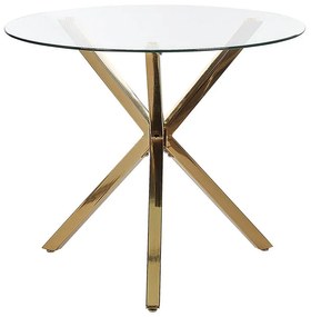 Okrúhly sklenený jedálenský stôl ⌀ 90 cm zlatý SAVONI Beliani