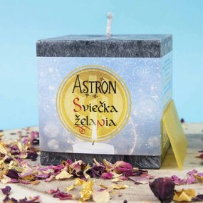 Sviečka želania Astron - kocka 6,5 cm, Čierna