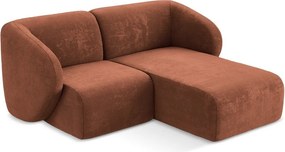 Ženilková rohová pohovka v terakotovej farbe (pravý roh/s leňoškou) Lani – Makamii