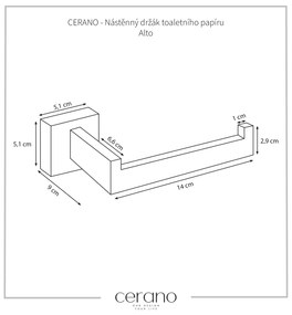 CERANO - Nástenný držiak toaletného papiera Alto - čierna matná, CER-CER-479296