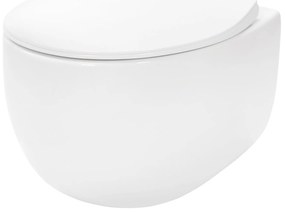 Rea Lars, závesná WC misa Rimless 50x37x29 cm vrátane sedadla s pomalým zatváraním, biela, REA-C9500