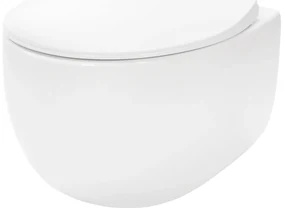 Rea Lars, závesná WC misa Rimless 50x37x29 cm vrátane sedadla s pomalým zatváraním, biela, REA-C9500