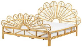 Ratanová pávia posteľ 180 x 200 cm svetlé drevo FLORENTINE Beliani