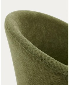 Zelené čalúnené jedálenské kreslo s podrúčkami Marvin – Kave Home
