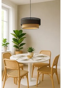 Závesný luster BORHO na lanku 1xE27/60W/230V čierny/juta