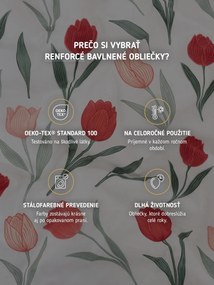 Bavlnené obliečky Renforcé - Kvety tulipánov červené 140 × 200 cm, 70 x 90 cm