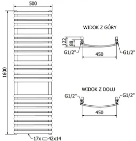 Mexen Bachus, elektrické vykurovacie teleso 1600 x 500 mm, 900 W, chrómová, W109-1600-500-2900-01
