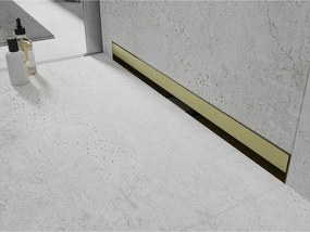 Mexen Flat Wall, sprchový žľab na stenu 2v1, 70 cm, zlatá matná, 1A30070