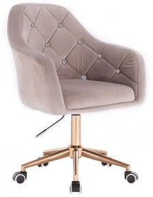 LuxuryForm DESIGN Kreslo ROMA VELUR na zlatej podstave s kolieskami - svetlo šedé